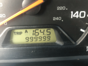 Photo of my odometer. Checking the odometer is critical to tracking fuel efficiency.